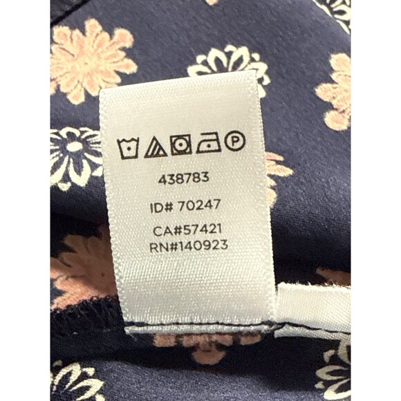 Loft Floral Print Long-Sleeve Button-Down Tunic Dress Navy/Coral Size M - Picture 7 of 8